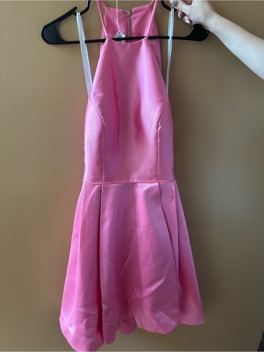 Sherri Hill Pink Halter Fit-and-Flare Dress